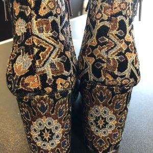 Boots.. Tapestry open toe boots.  Candie’s